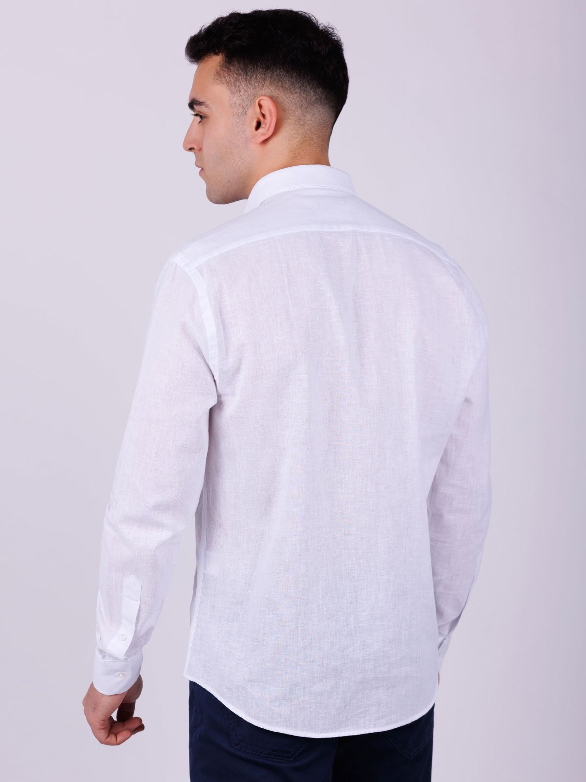 Λευκό λινό και βαμβακερό πουκάμισο - 21527 € 49.49 img4