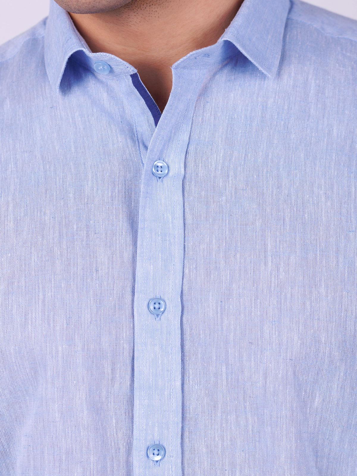 Λινό και βαμβακερό πουκάμισο σε γαλάζιο - 21528 € 49.49 img2
