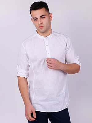 Linen shirt with military collar - 21530 - € 46.12