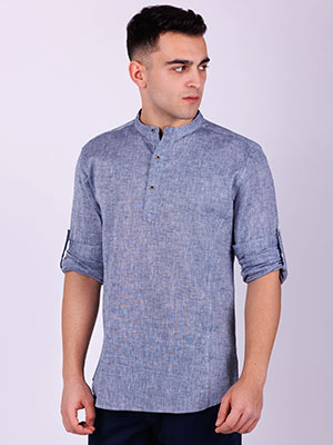 Γκριμπλε μελανζ λινό πουκάμισο - 21533 - € 46.12