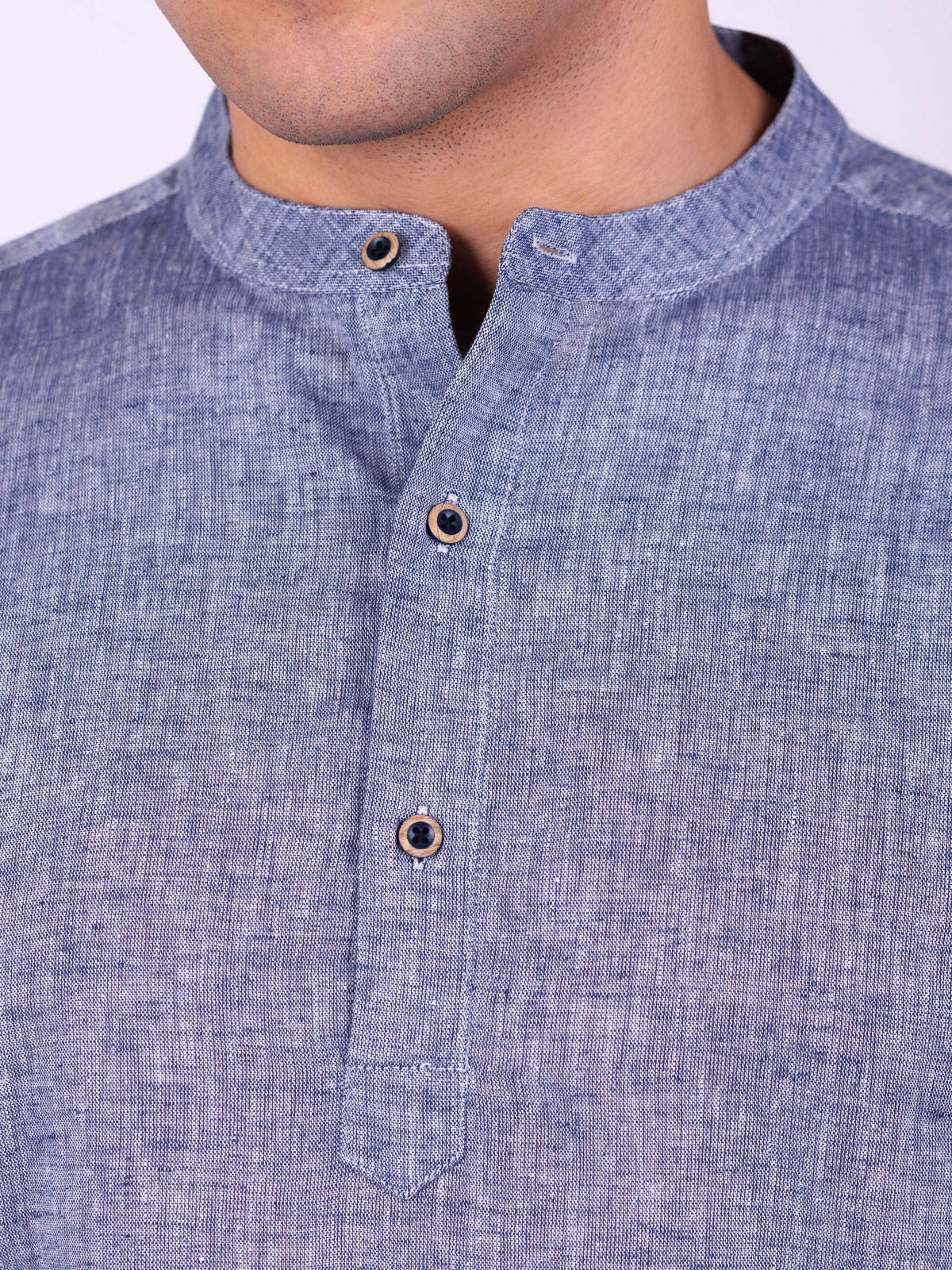 Grayblue melange linen shirt - 21533 € 46.12 img2