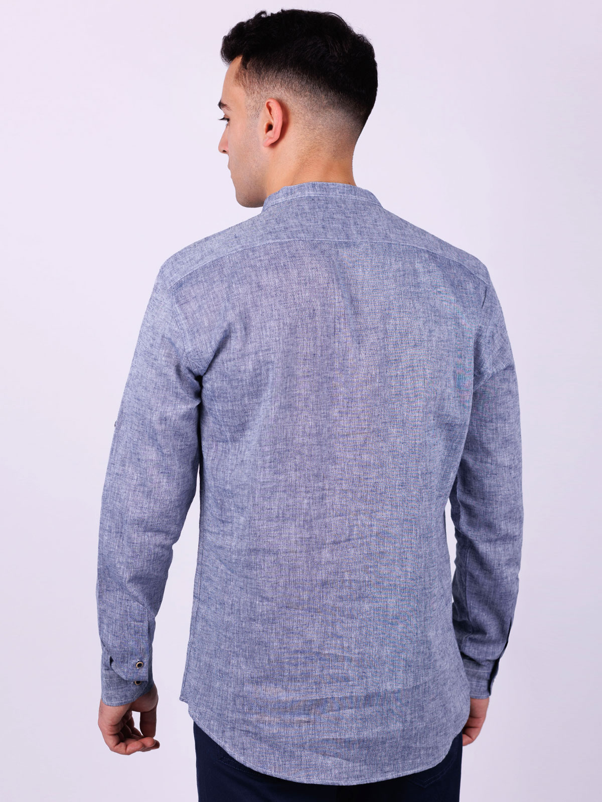 Grayblue melange linen shirt - 21533 € 46.12 img4