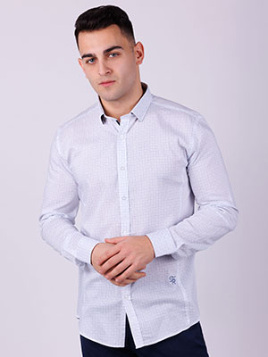 Λευκό καρό βαμβακερό πουκάμισο - 21534 - € 43.87