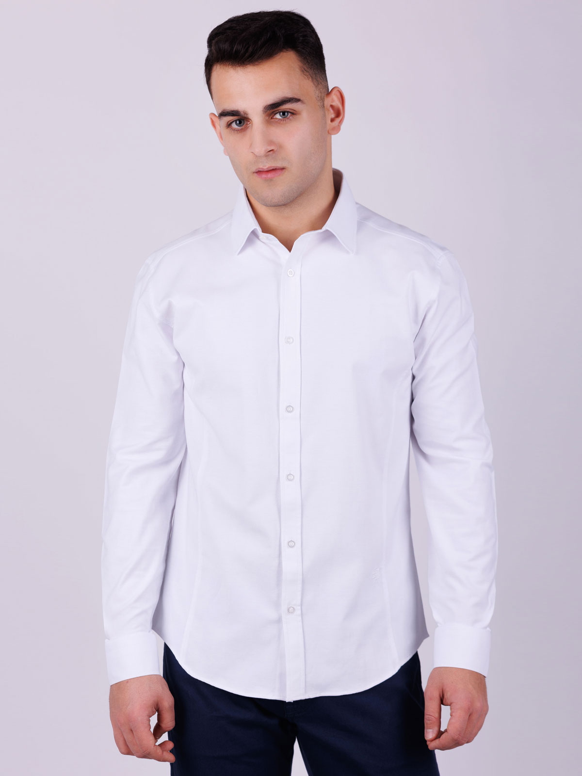 Λευκό πουκάμισο με ριγέ ανάγλυφο - 21539 € 48.37 img3