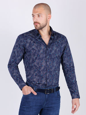Navy blue paisley shirt - 21542 - € 43.87