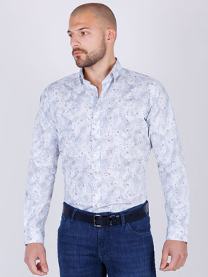 Shirt in white with blue paisley - 21543 - € 43.87