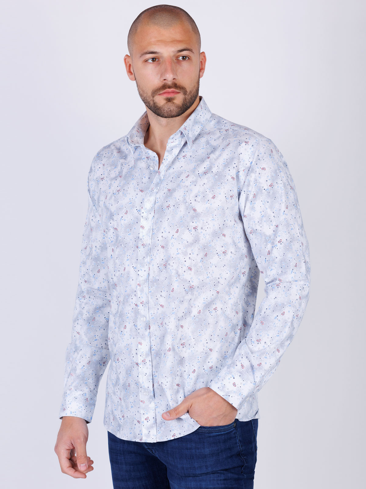 Shirt in white with blue paisley - 21543 € 43.87 img4