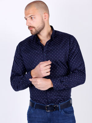 Ανδρικό πουκάμισο σε σκούρο μπλε χρώμα - 21544 - € 43.87