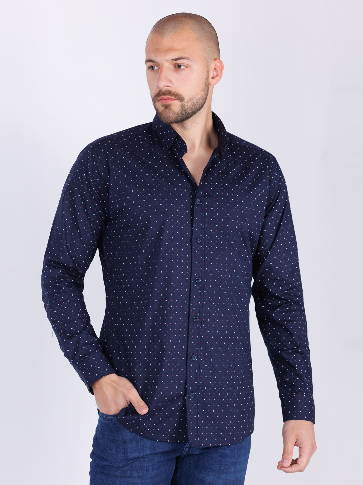 Ανδρικό πουκάμισο σε σκούρο μπλε χρώμα - 21544 € 43.87 img4