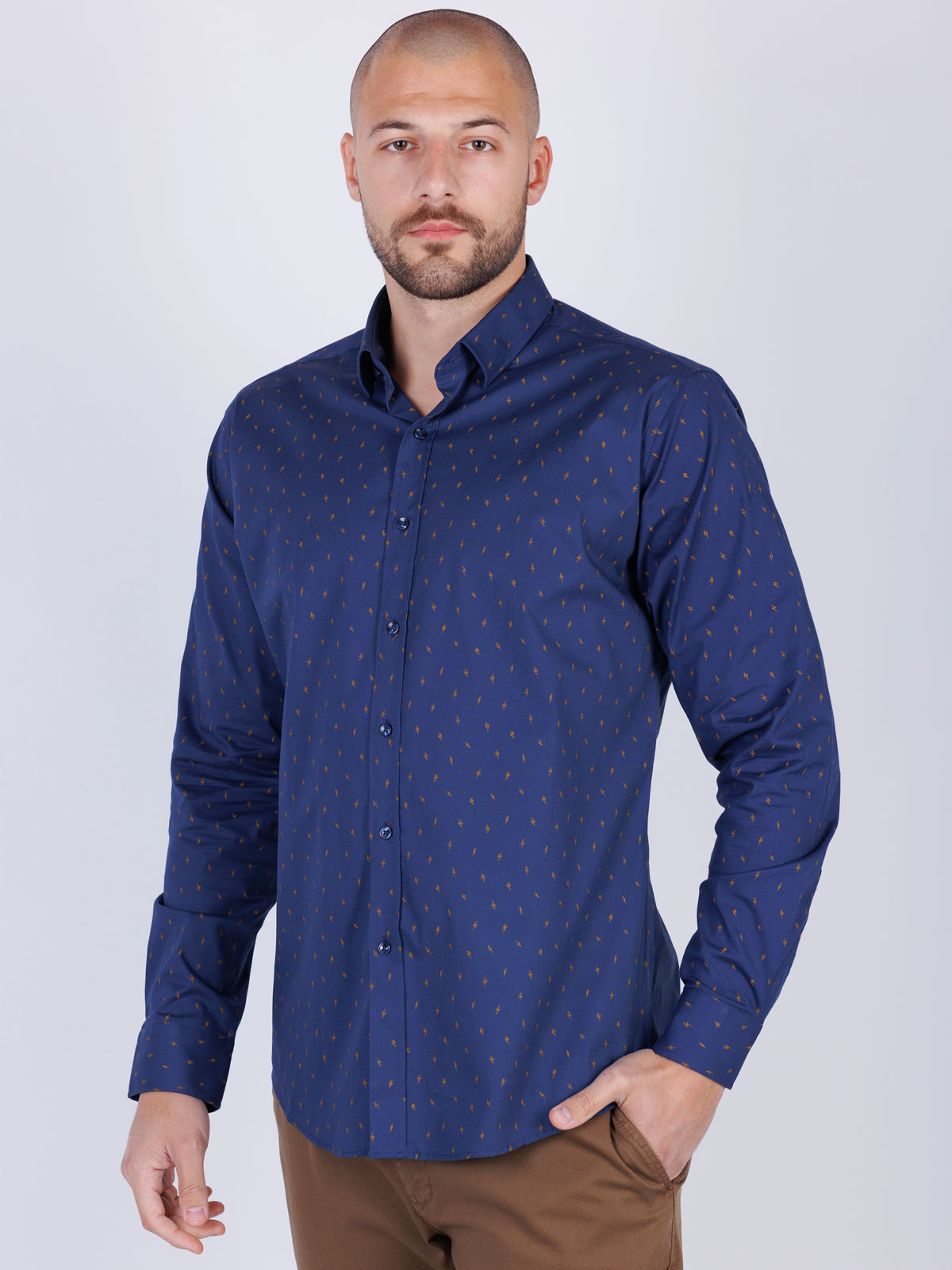 Ανδρικό πουκάμισο με στάμπα αστραπής - 21545 € 43.87 img4