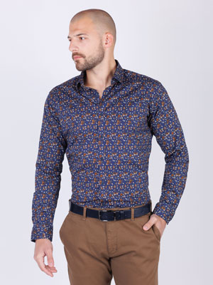 Shirt in dark blue with leaves - 21548 - € 43.87