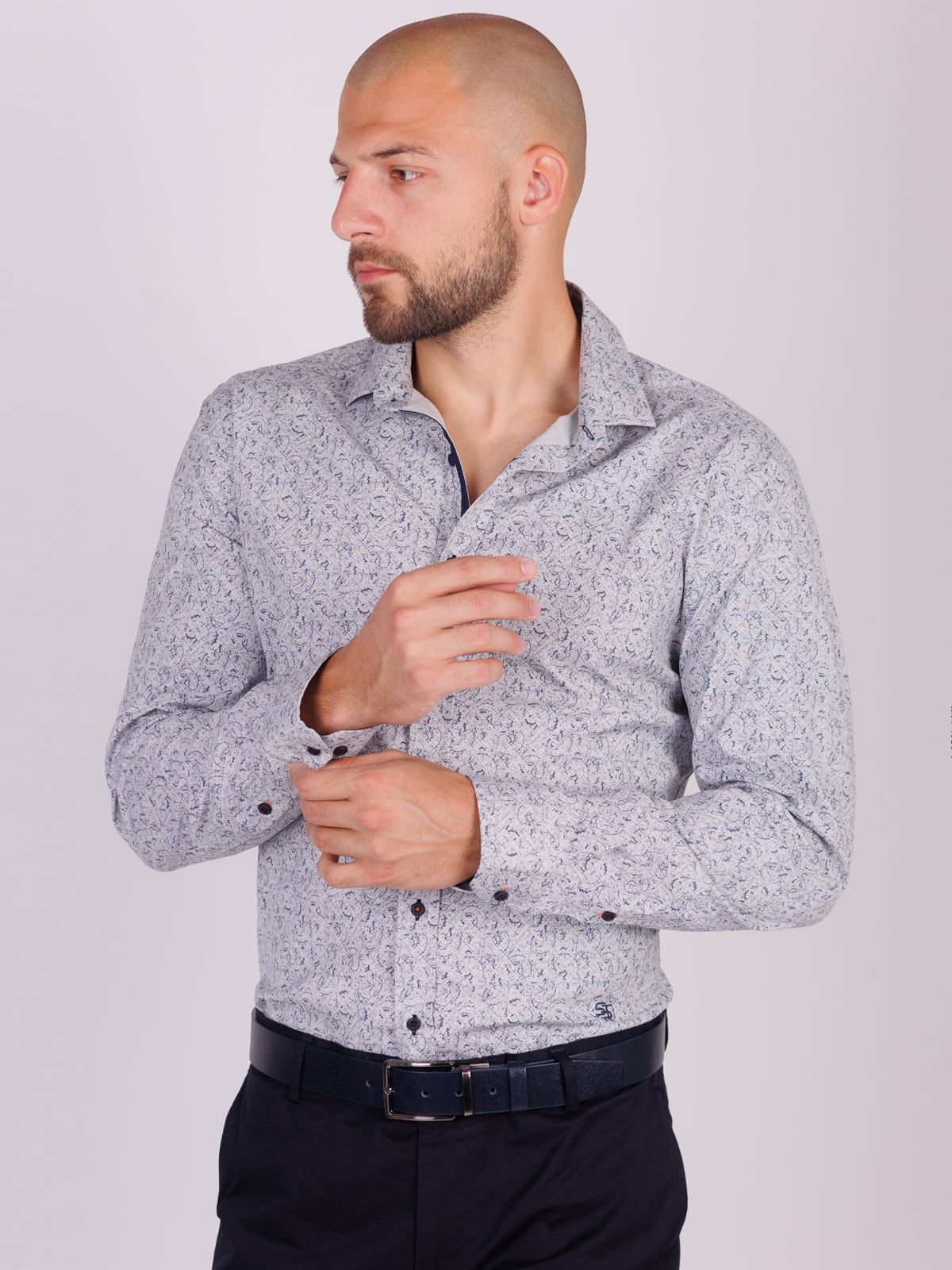 Mens shirt in beige with figures - 21549 € 44.43 img4