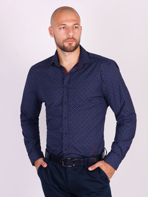Ανδρικό πουκάμισο με μπορντώ σχέδια-21553-€ 44.43