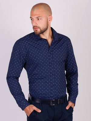 Ανδρικό κομψό πουκάμισο σε μπλε χρώμα-21554-€ 44.43