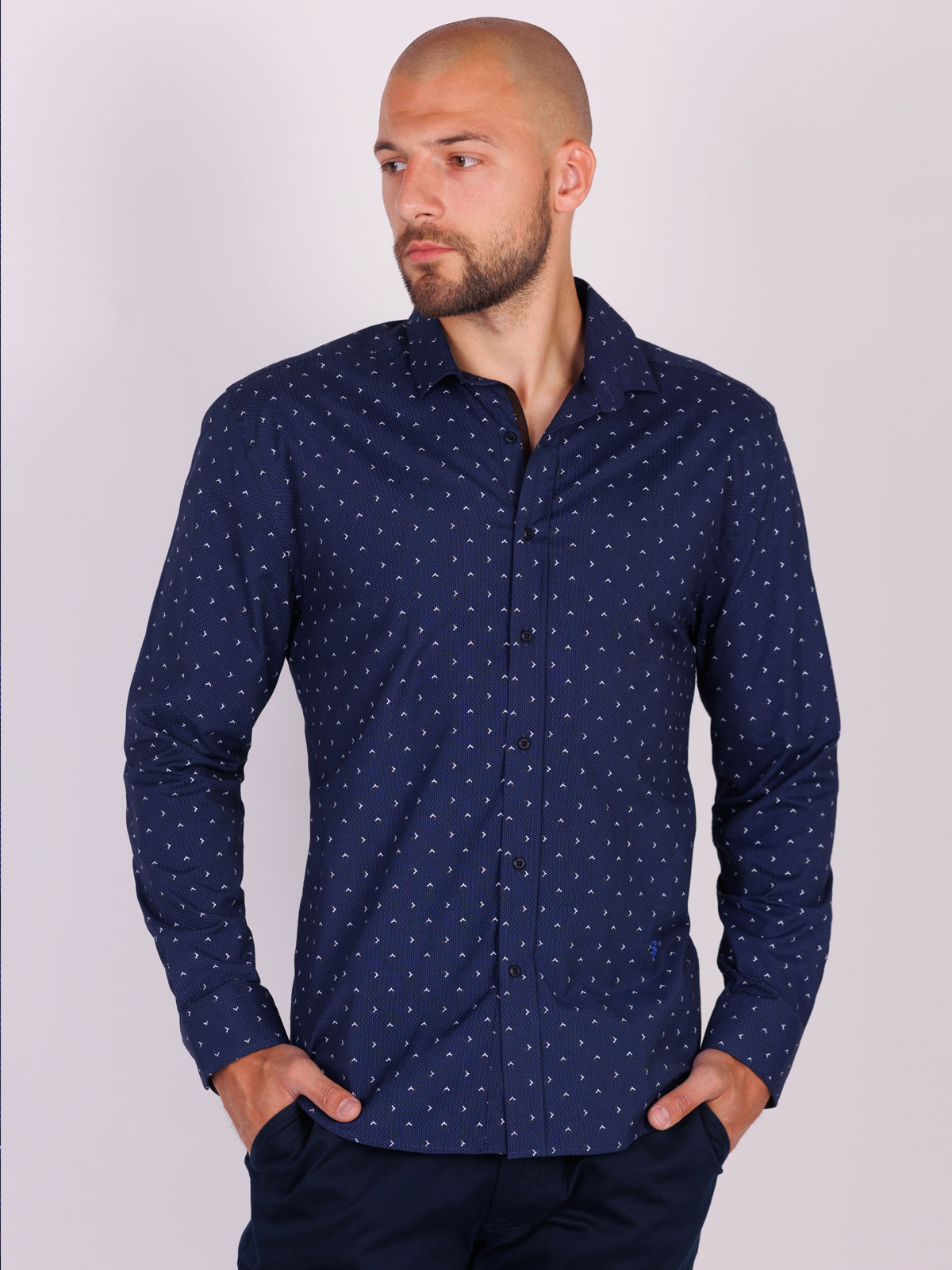 Ανδρικό κομψό πουκάμισο σε μπλε χρώμα - 21554 € 44.43 img4