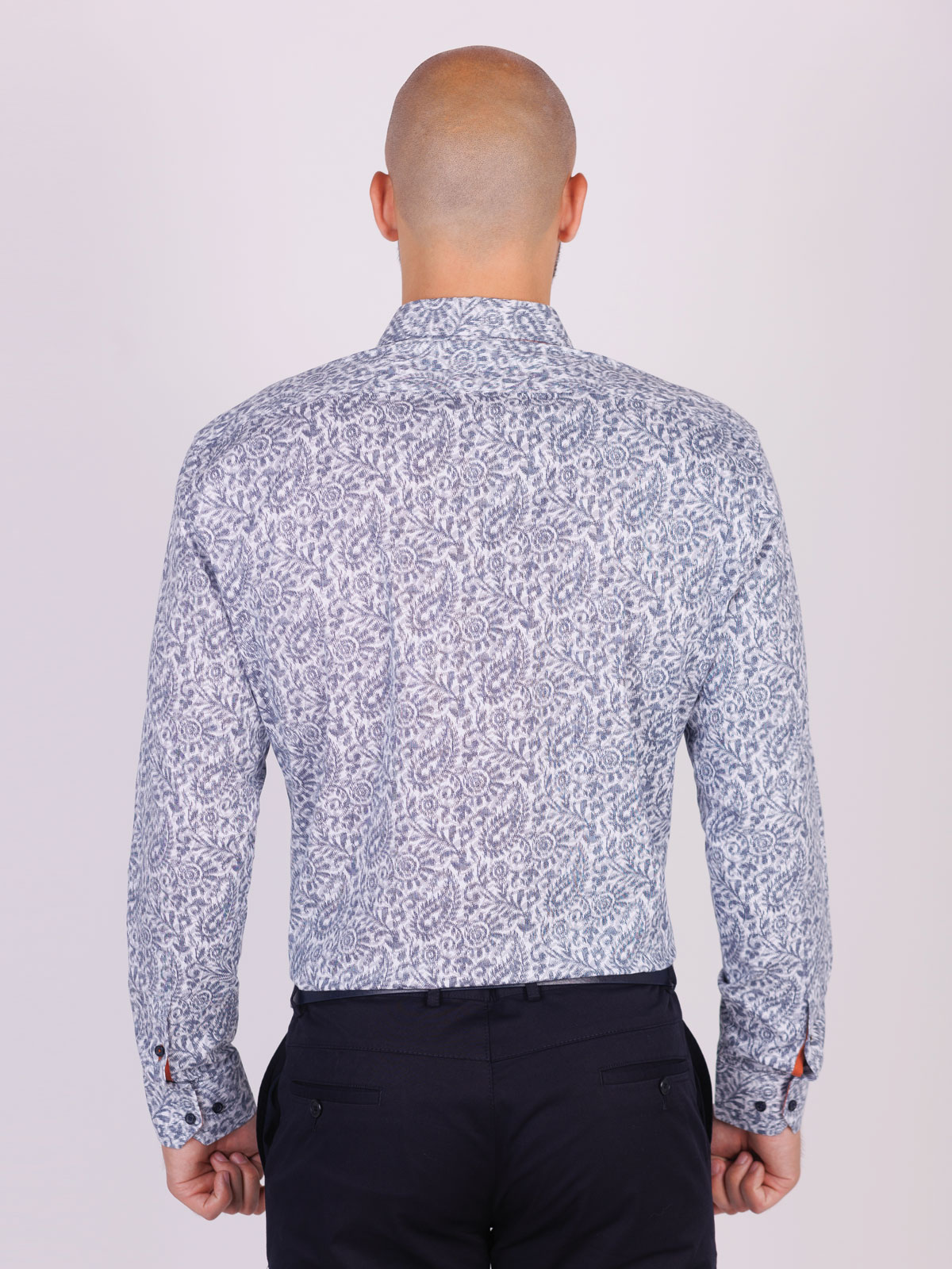 Γκρι ανδρικό πουκάμισο paisley - 21579 € 44.43 img2