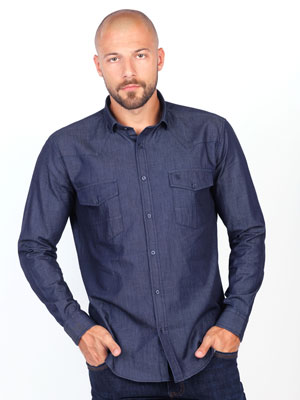Ανδρικό τζιν πουκάμισο-21580-€ 49.49
