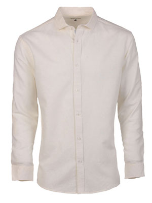 Λευκό λινό πουκάμισο-21590-€ 55.12