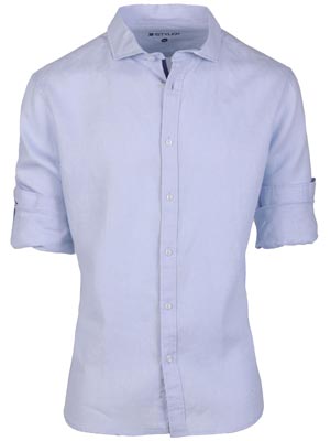 Light blue linen shirt-21597-€ 55.12