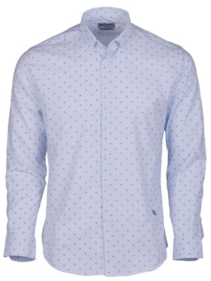 Λευκό πουκάμισο με γαλάζιες φιγούρες-21601-€ 44.43