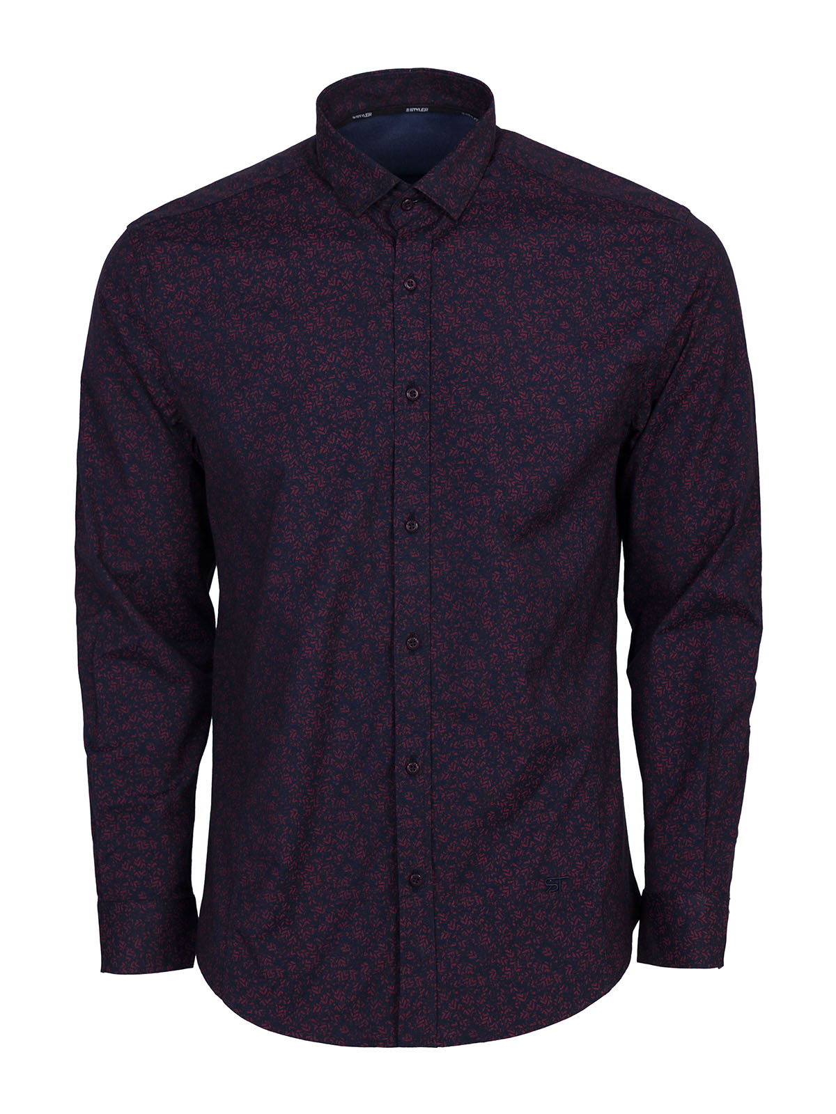 Men’s dark blue shirt with burgundy leaf - 21684 33.18 € img1
