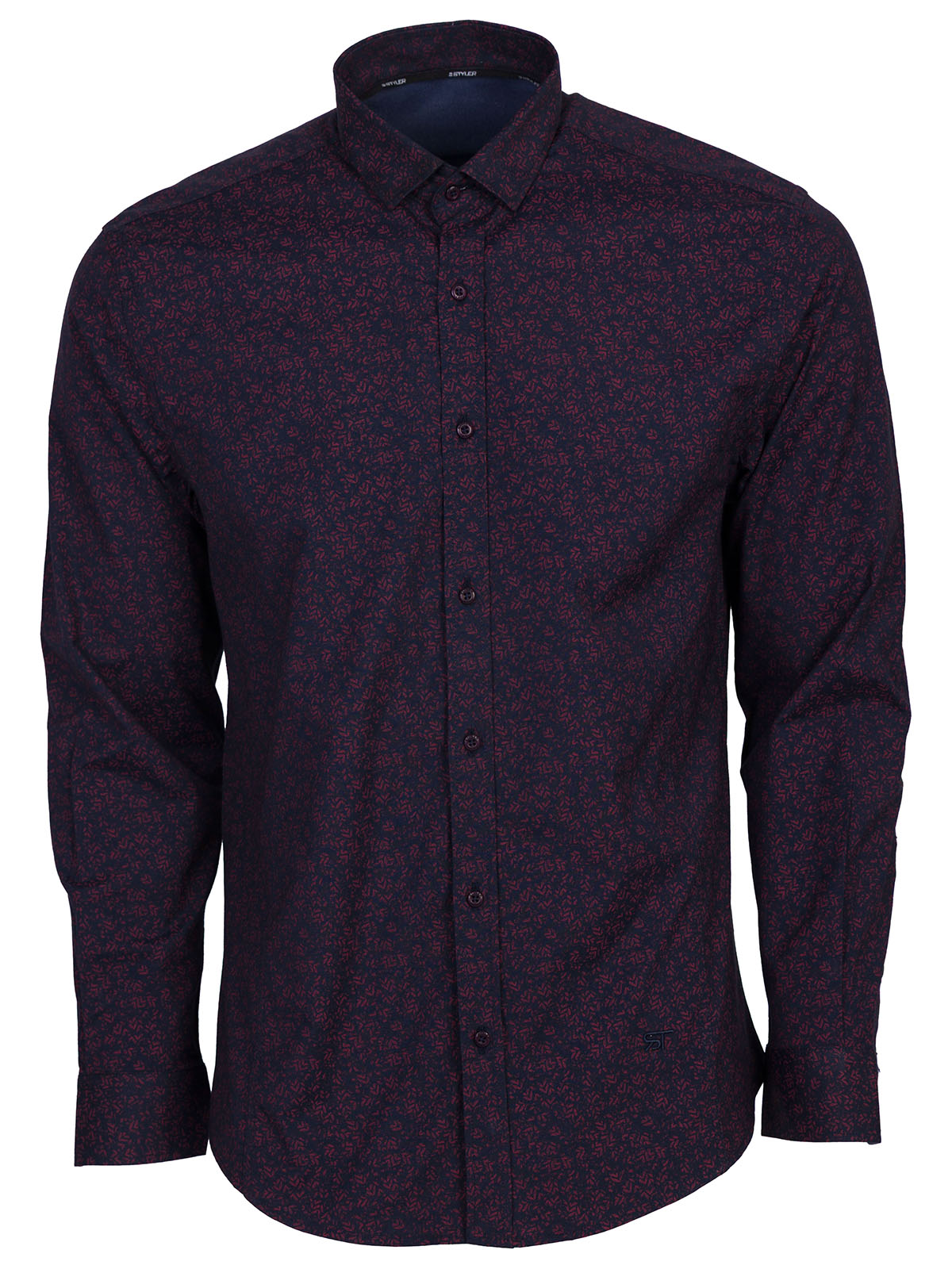 Men’s dark blue shirt with burgundy prin - 21685 48.37 € img1