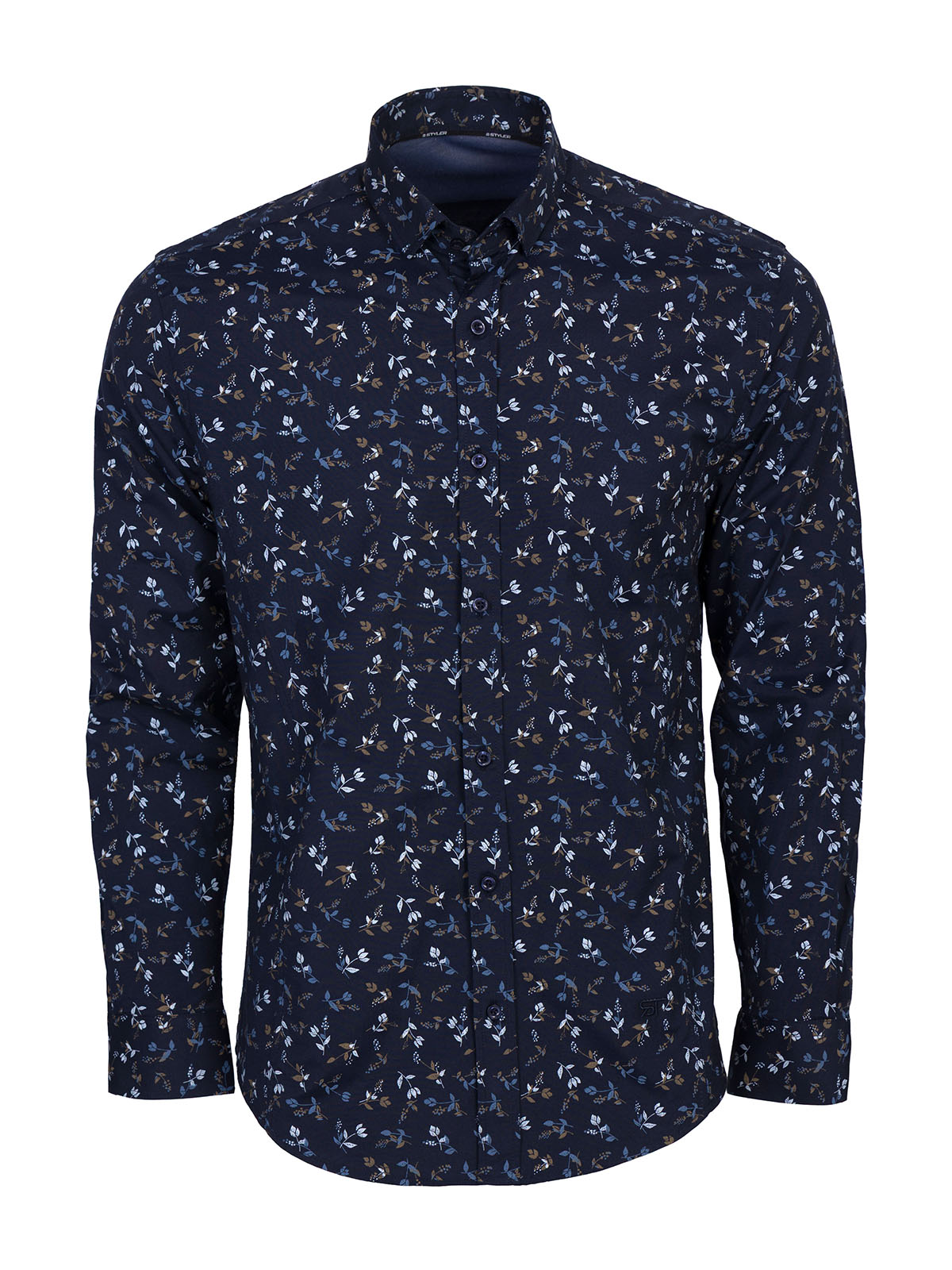 Men’s dark blue shirt with floral design - 21686 48.37 € img1