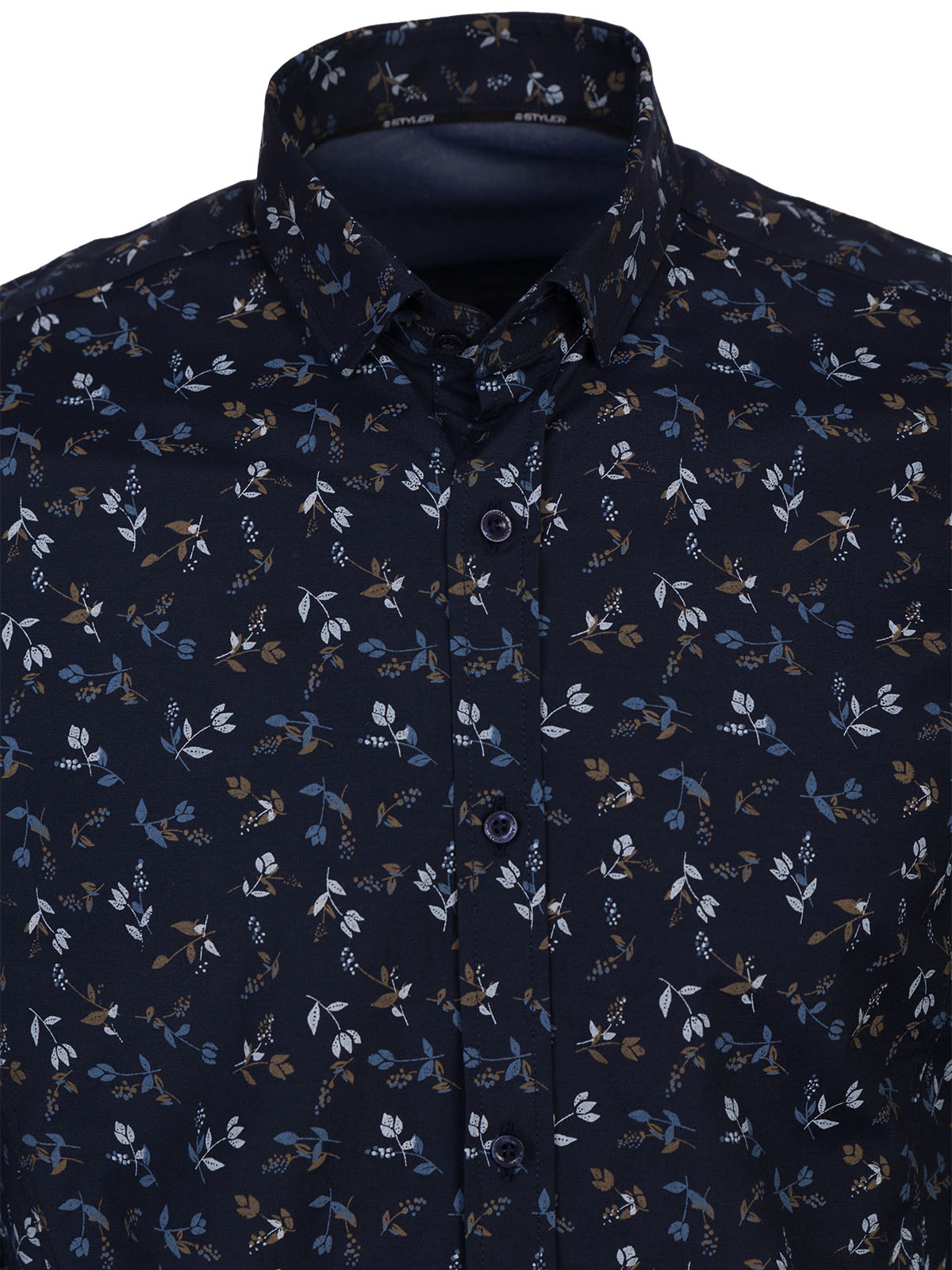 Men’s dark blue shirt with floral design - 21686 48.37 € img3