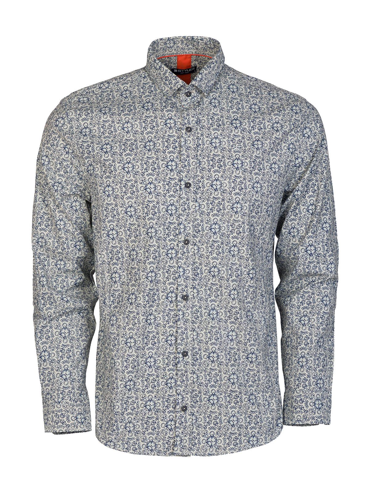 Men’s beige shirt with navy ornaments - 21707 47.00 € img1