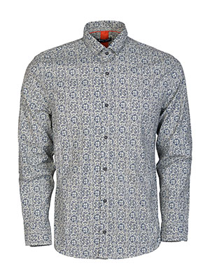 Men’s beige shirt with navy ornaments ma - 21715 - 47.00 €