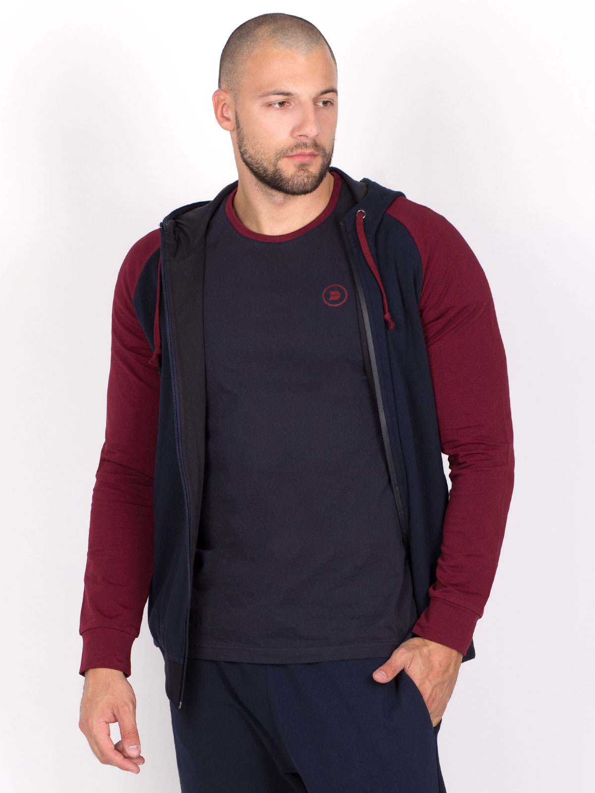 Sweatshirt in burgundy and navy blue - 28107 € 50.06 img2