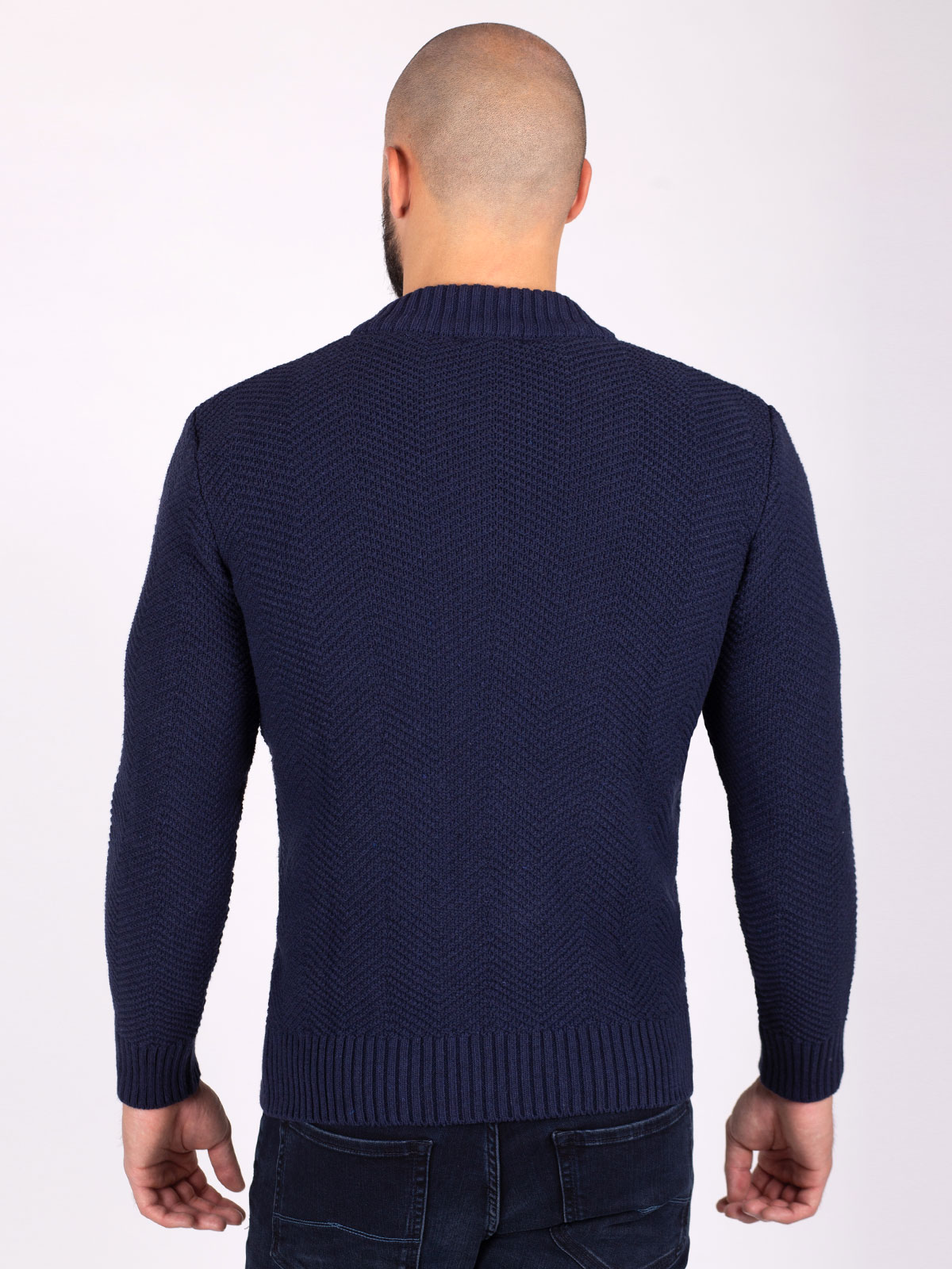 Cardigan with a large knit in dark blue - 28110 € 61.30 img4