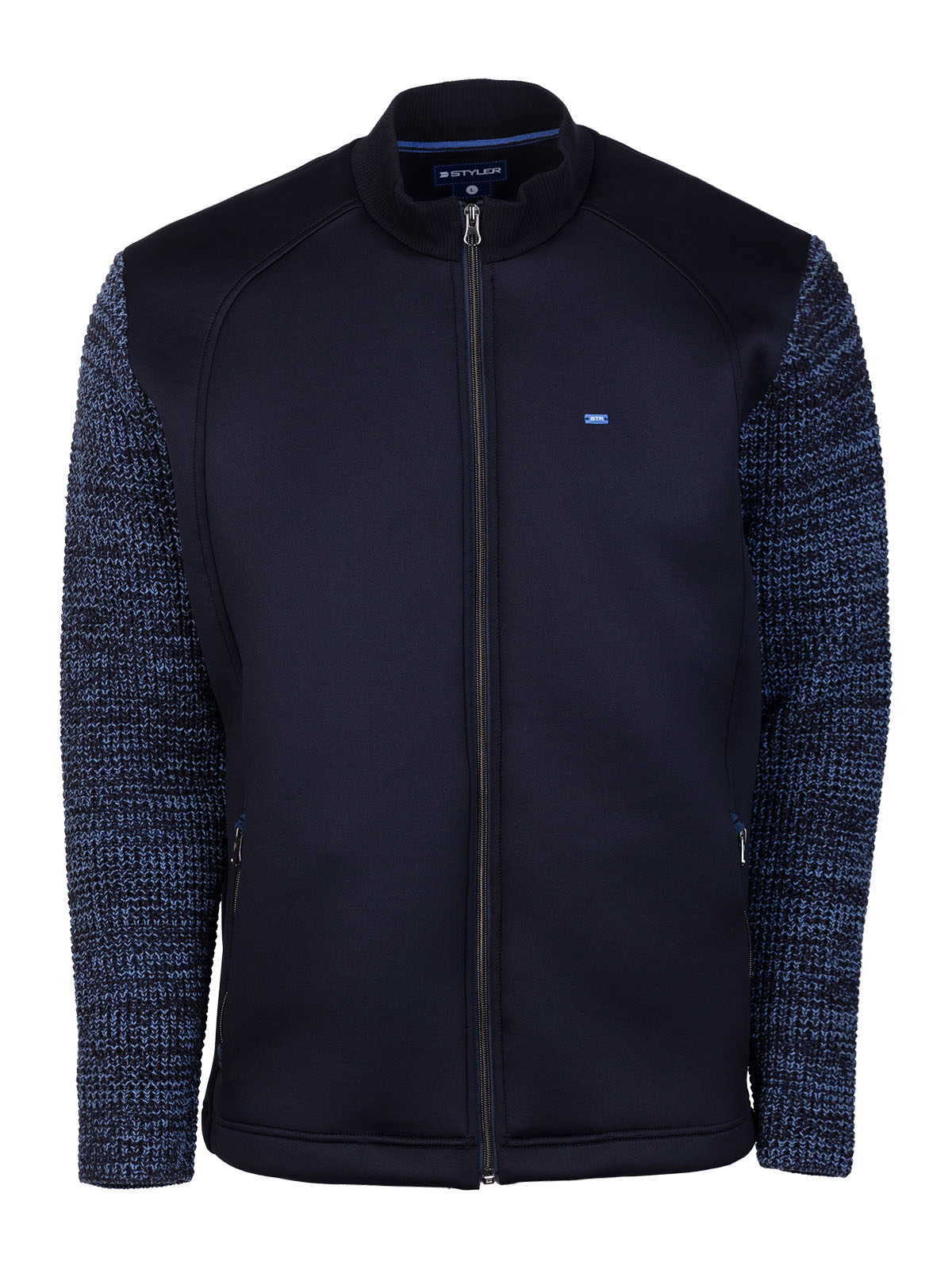 Navy blue sweatshirt with knitted sleeve - 28138 € 75.93 img1