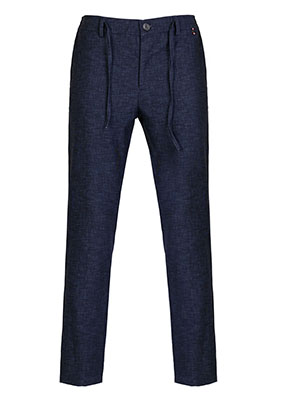 Dark blue plaid trousers in melange - 29019 - € 60.74