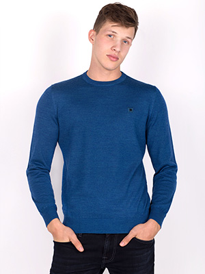 Petroleum blue sweater with merino wool - 33079 - € 21.93
