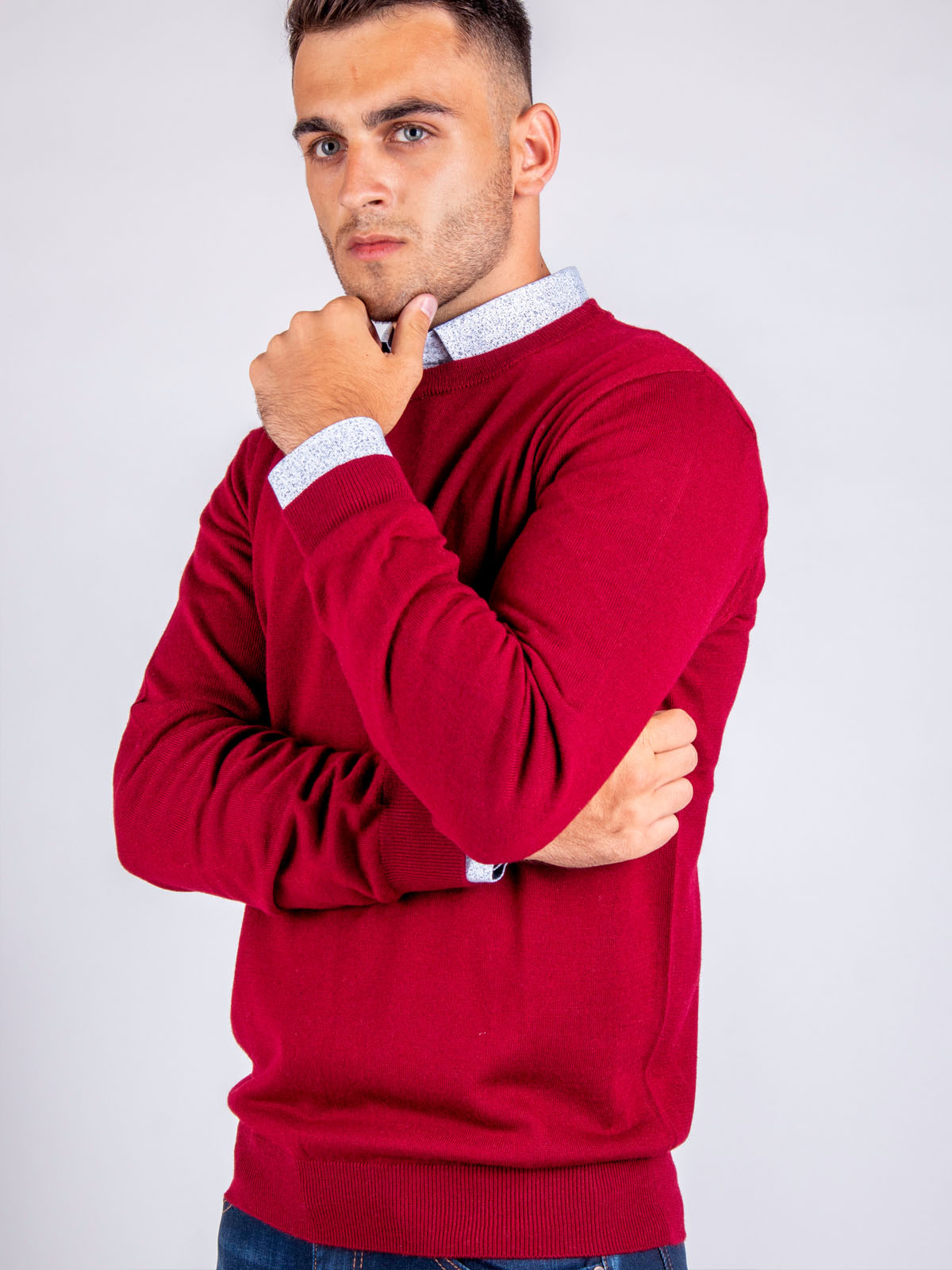 Sweater with merino wool in burgundy - 33083 € 34.87 img2