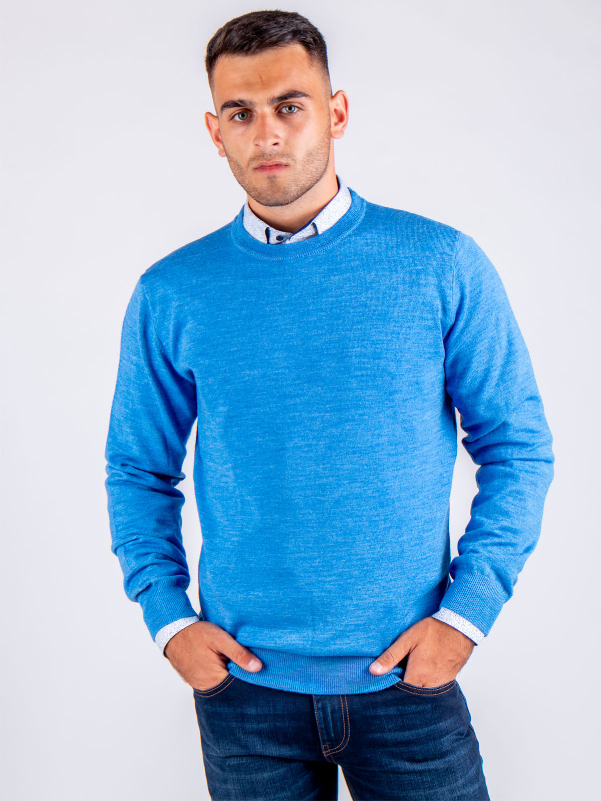 Sky blue sweater with merino wool - 33084 € 19.12 img2