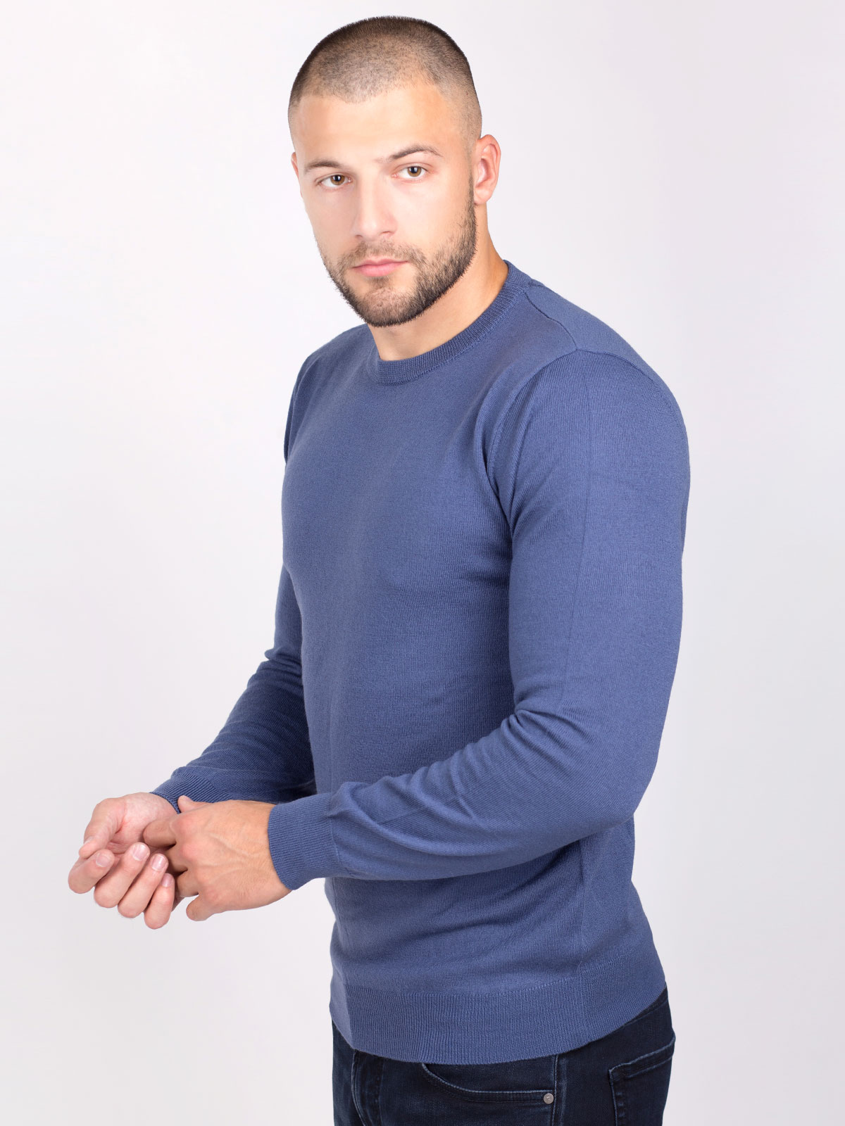 Merino sweater in blue denim - 33087 € 34.87 img3