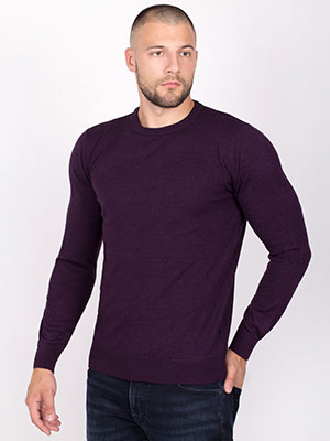 Πλεκτό πουλόβερ σε μωβ χρώμα-33089-€ 50.06