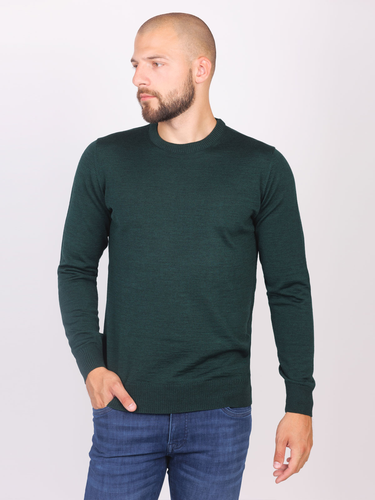 Mens sweater in dark green - 33098 € 42.74 img3