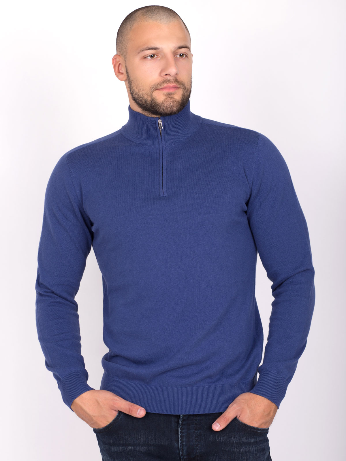 Jumate polo albastru cu fermoar - 35294 € 38.81 img1