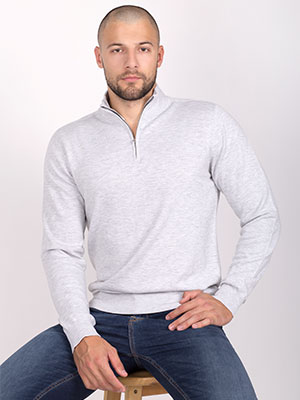 Cotton polo shirt in gray-35295-€ 47.24