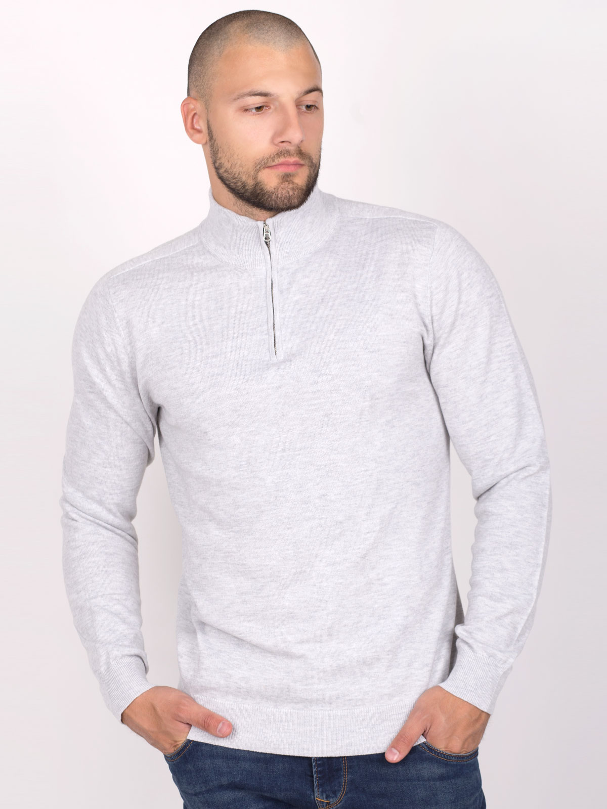 Cotton polo shirt in gray - 35295 € 38.81 img2