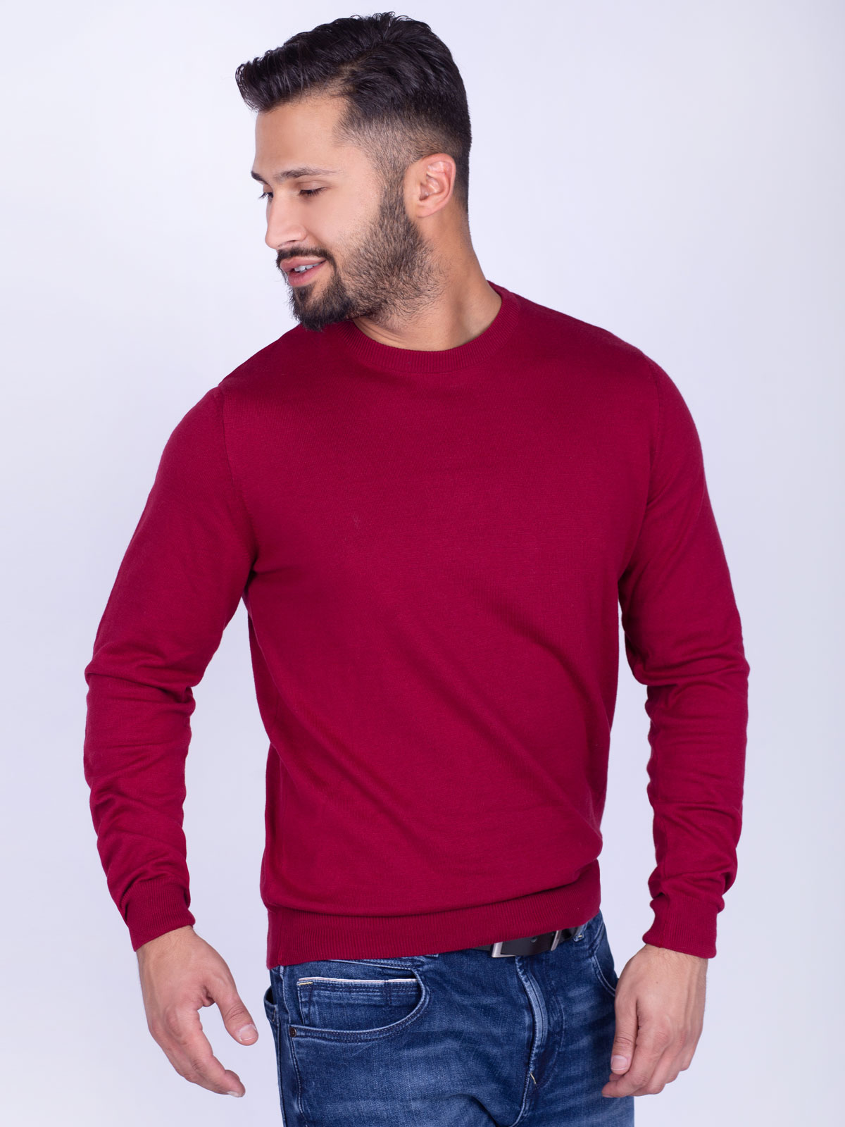 Πλεκτό πουλόβερ σε μπορντό χρώμα - 35298 € 37.12 img3