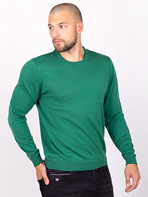 Βαμβακερό και ακρυλικό πουλόβερ σε πράσι-35301-€ 43.87