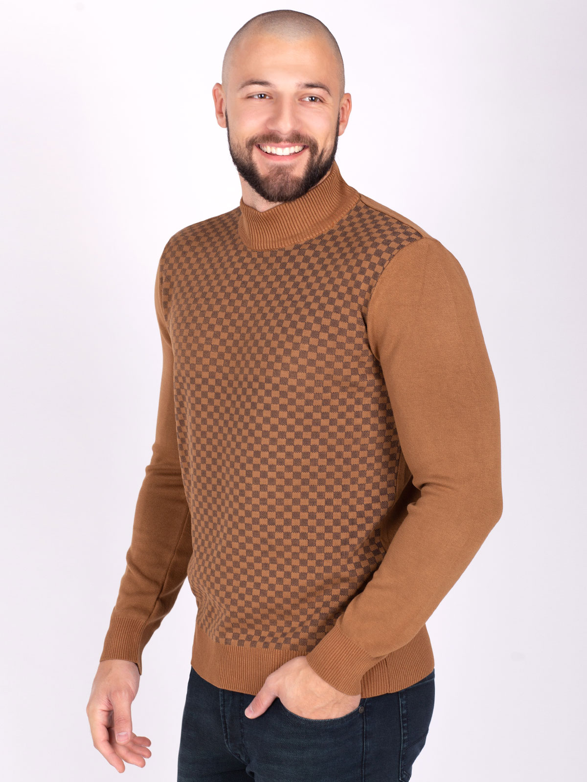 Polo shirt in brown with a checkered pat - 35303 € 38.81 img2