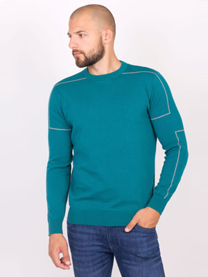Blouse in turquoise with gray lines - 35310 - € 38.81