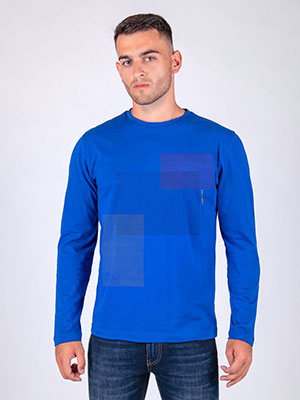 Bluză în albastru cu imprimeu 3d - 42312 - € 16.31