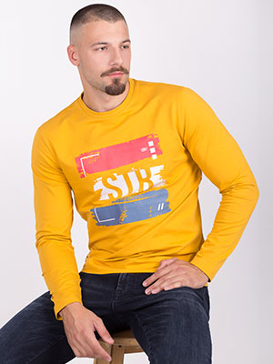 Μπλούζα σε κίτρινο χρώμα με στάμπα brush - 42335 - € 17.44