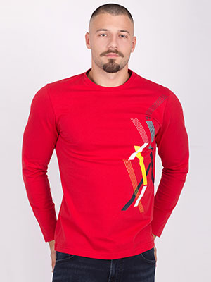 Κόκκινη μπλούζα με στάμπα cherty-42336-€ 29.25